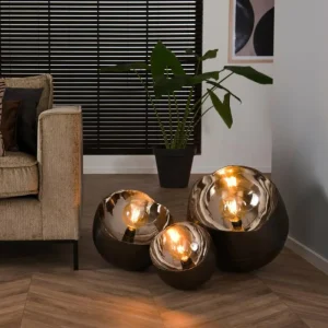 hofstein Lampe de table Mirror Nickel mat, Noir, 1 lumière* Lampes Modernes