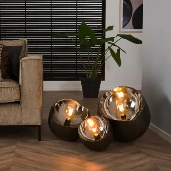hofstein Lampe de table Mirror Nickel mat, Noir, 1 lumière* Lampes Modernes