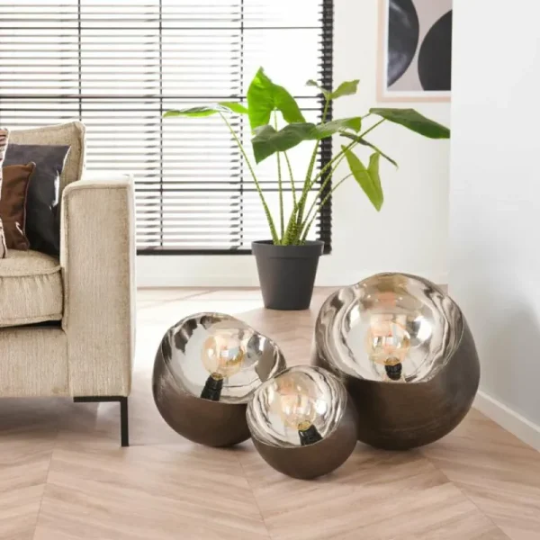 hofstein Lampe de table Mirror Nickel mat, Noir, 1 lumière* Lampes Modernes
