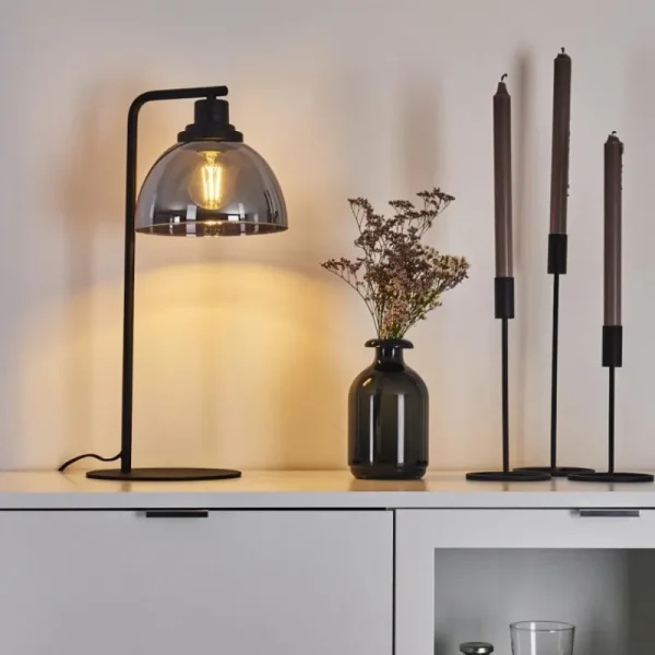 hofstein Lampe de table Morzine Noir, 1 lumière* Lampes En Verre