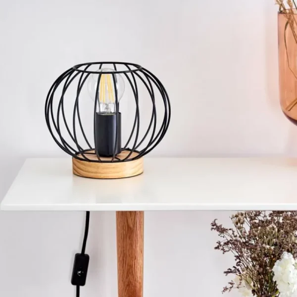 hofstein Lampe de table Refresco Bois foncé, Noir, 1 lumière* Lampes Modernes