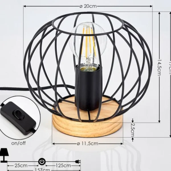 hofstein Lampe de table Refresco Bois foncé, Noir, 1 lumière* Lampes Modernes
