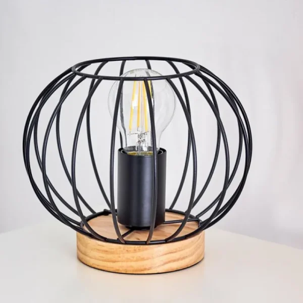 hofstein Lampe de table Refresco Bois foncé, Noir, 1 lumière* Lampes Modernes
