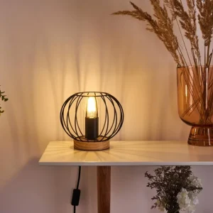 hofstein Lampe de table Refresco Bois foncé, Noir, 1 lumière* Lampes Modernes