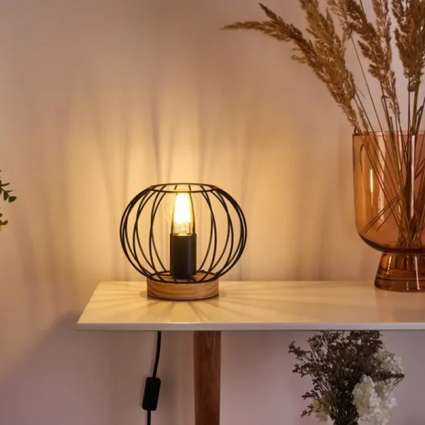 hofstein Lampe de table Refresco Bois foncé, Noir, 1 lumière* Lampes Modernes