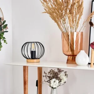 hofstein Lampe de table Refresco Bois foncé, Noir, 1 lumière* Lampes Modernes