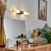 hofstein lampe miroir Morges Brun foncé, Nickel mat, 2 lumières* Lampes En Verre