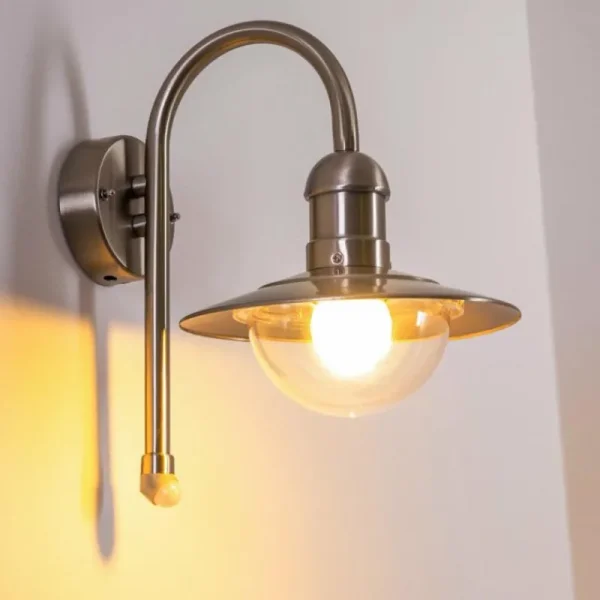 hofstein Lampe murale d'extérieur Elima Acier inoxydable, 1 lumière, Détecteur de mouvement* Lampes Modernes