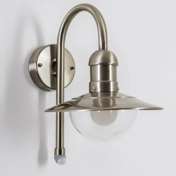 hofstein Lampe murale d'extérieur Elima Acier inoxydable, 1 lumière, Détecteur de mouvement* Lampes Modernes