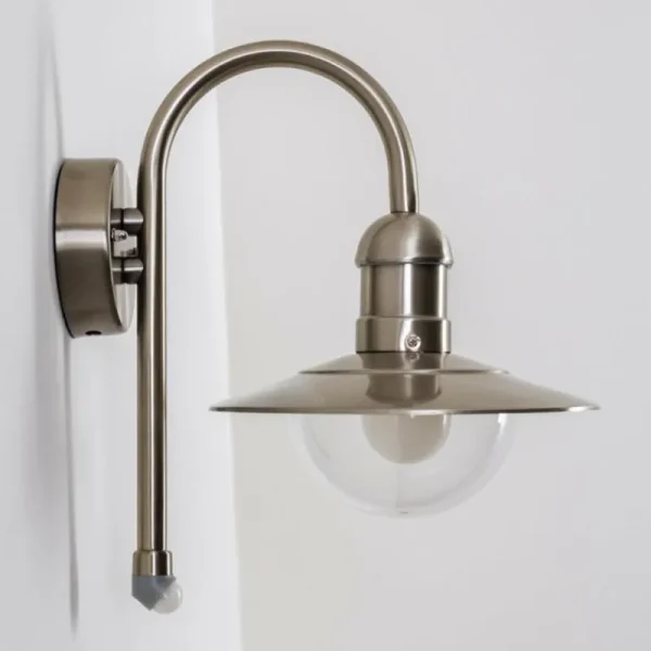 hofstein Lampe murale d'extérieur Elima Acier inoxydable, 1 lumière, Détecteur de mouvement* Lampes Modernes