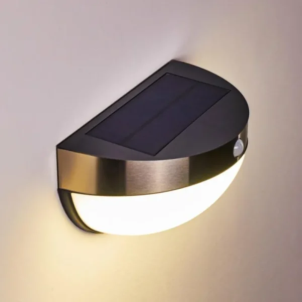 hofstein Lampe solaire Basra LED Chrome, 1 lumière, Détecteur de mouvement* Lampes Modernes