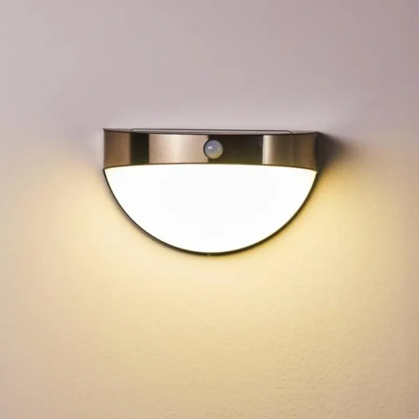 hofstein Lampe solaire Basra LED Chrome, 1 lumière, Détecteur de mouvement* Lampes Modernes