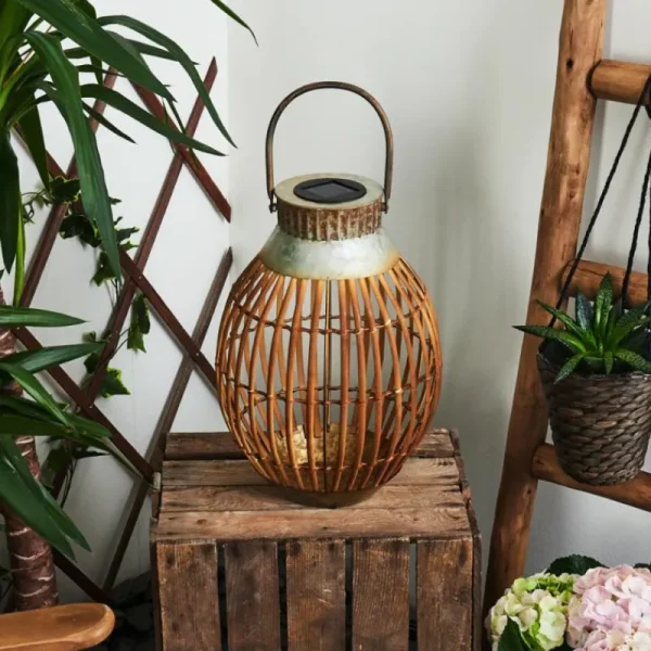 hofstein lampe solaire Mazomanie LED Bois clair, Rouille, 1 lumière* Lampes Modernes