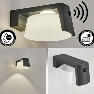 hofstein Lampe solaires Lafite LED Anthracite, 1 lumière, Détecteur de mouvement* Lampes Modernes