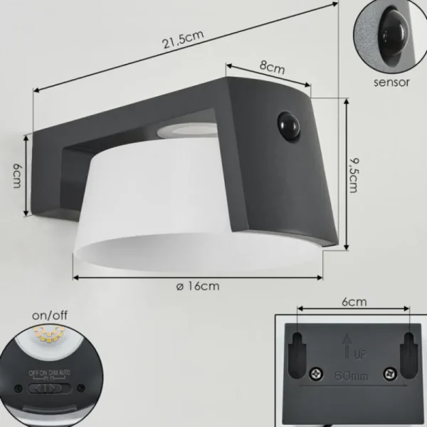 hofstein Lampe solaires Lafite LED Anthracite, 1 lumière, Détecteur de mouvement* Lampes Modernes