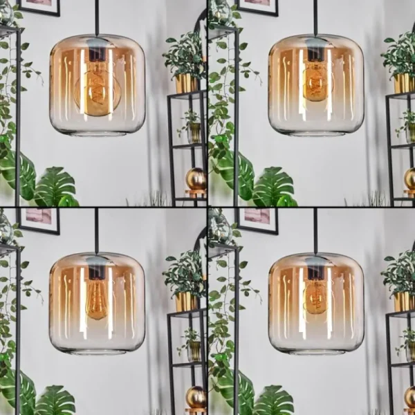 hofstein Lauden Suspension Ambre, Clair, 4 lumières* Lampes En Verre