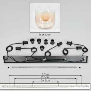 hofstein Lauden Suspension Ambre, Clair, 5 lumières* Lampes En Verre