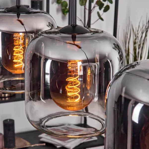 hofstein Lauden Suspension Chrome, Clair, 3 lumières* Lampes En Verre