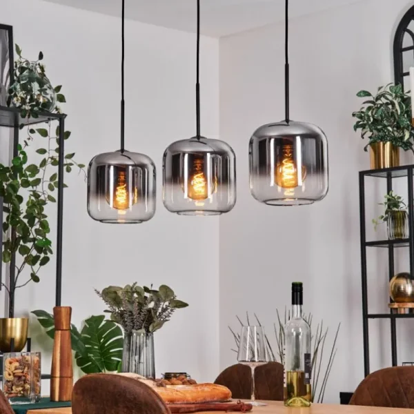 hofstein Lauden Suspension Chrome, Clair, 3 lumières* Lampes En Verre