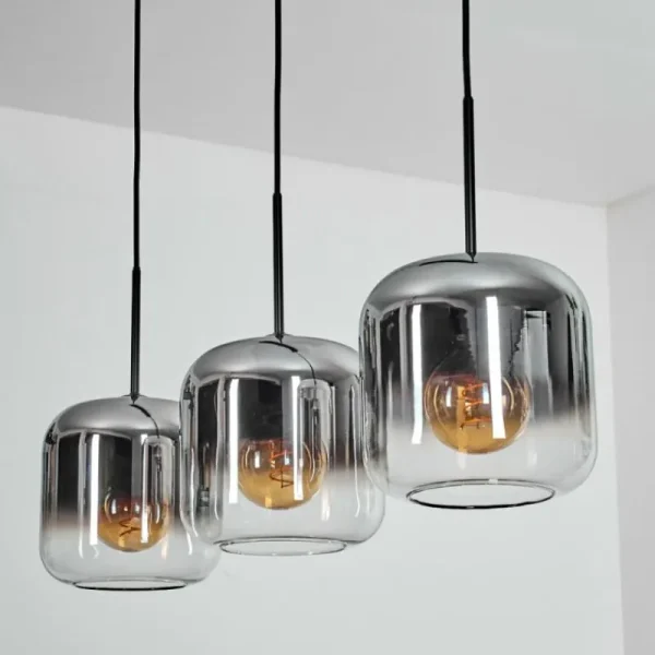 hofstein Lauden Suspension Chrome, Clair, 3 lumières* Lampes En Verre