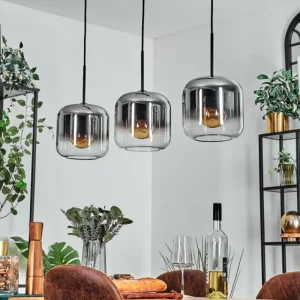 hofstein Lauden Suspension Chrome, Clair, 3 lumières* Lampes En Verre