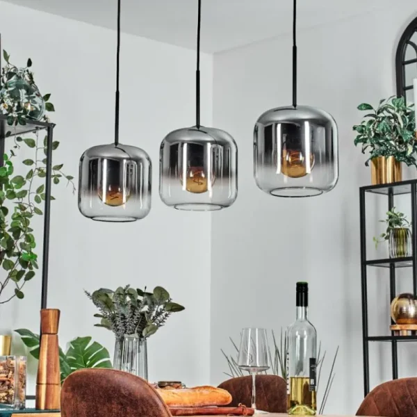 hofstein Lauden Suspension Chrome, Clair, 3 lumières* Lampes En Verre