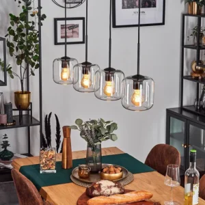 hofstein Lauden Suspension Clair, 4 lumières* Lampes En Verre