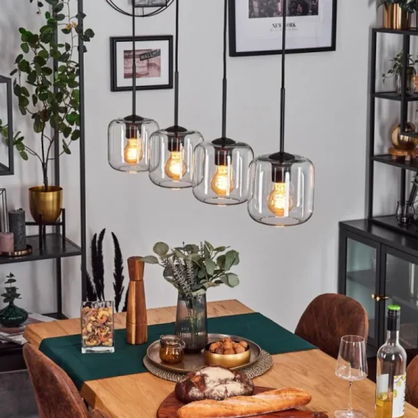 hofstein Lauden Suspension Clair, 4 lumières* Lampes En Verre