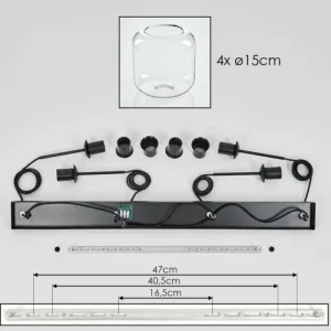 hofstein Lauden Suspension Clair, 4 lumières* Lampes En Verre
