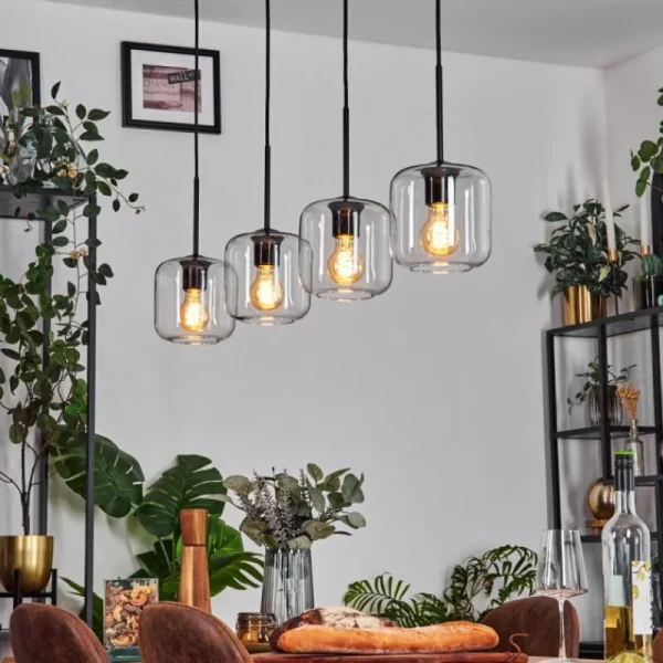 hofstein Lauden Suspension Clair, 4 lumières* Lampes En Verre