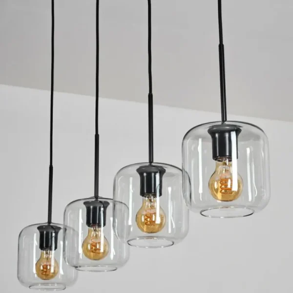 hofstein Lauden Suspension Clair, 4 lumières* Lampes En Verre