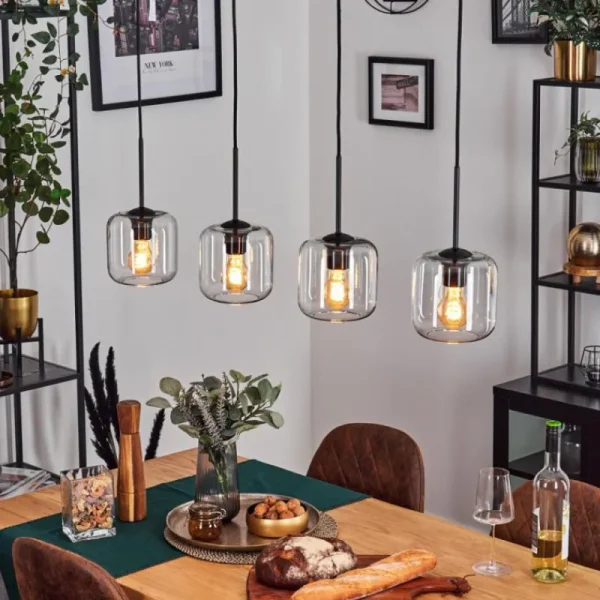hofstein Lauden Suspension Clair, 4 lumières* Lampes En Verre