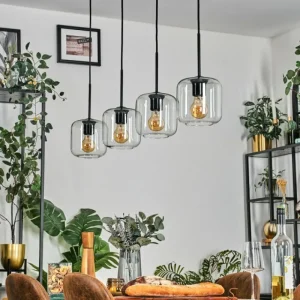 hofstein Lauden Suspension Clair, 4 lumières* Lampes En Verre