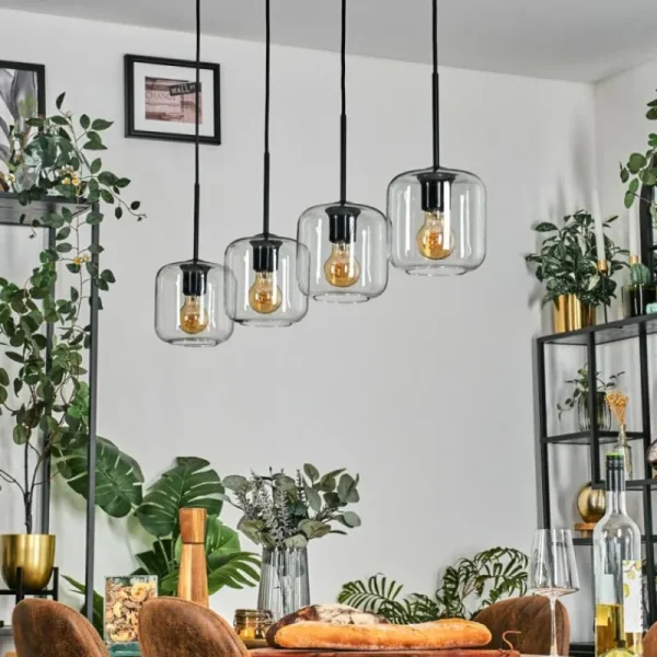 hofstein Lauden Suspension Clair, 4 lumières* Lampes En Verre