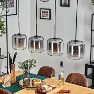 hofstein Lauden Suspension Clair, Fumé, 4 lumières* Lampes Modernes