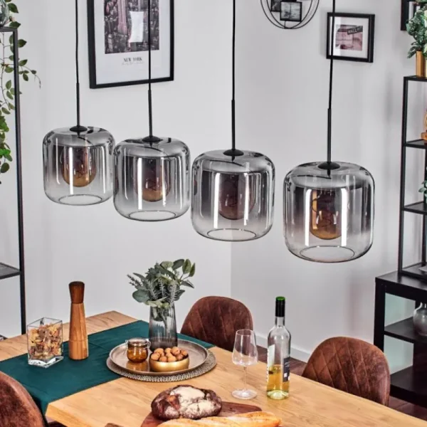 hofstein Lauden Suspension Clair, Fumé, 4 lumières* Lampes Modernes