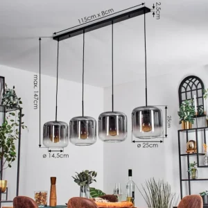 hofstein Lauden Suspension Clair, Fumé, 4 lumières* Lampes Modernes