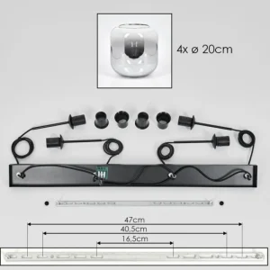 hofstein Lauden Suspension Clair, Fumé, 4 lumières* Lampes Modernes