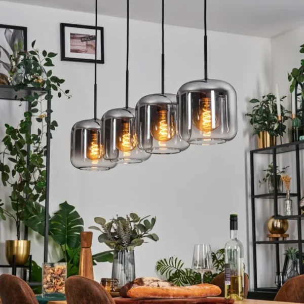 hofstein Lauden Suspension Clair, Fumé, 4 lumières* Lampes Modernes