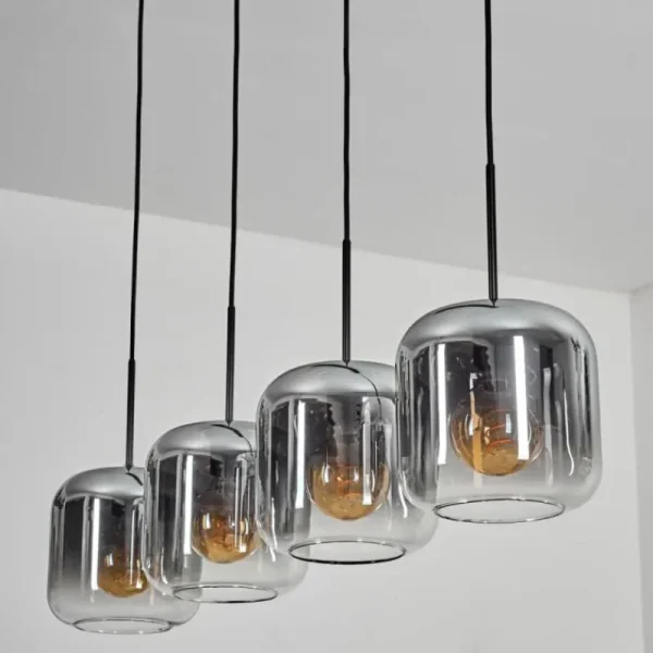 hofstein Lauden Suspension Clair, Fumé, 4 lumières* Lampes Modernes