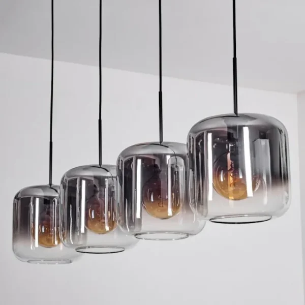 hofstein Lauden Suspension Clair, Fumé, 4 lumières* Lampes Modernes