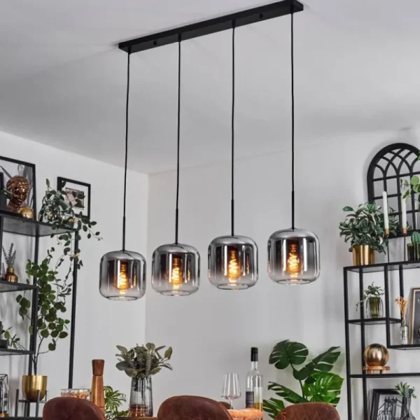 hofstein Lauden Suspension Clair, Fumé, 4 lumières* Lampes Modernes