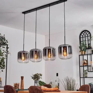 hofstein Lauden Suspension Clair, Fumé, 4 lumières* Lampes Modernes