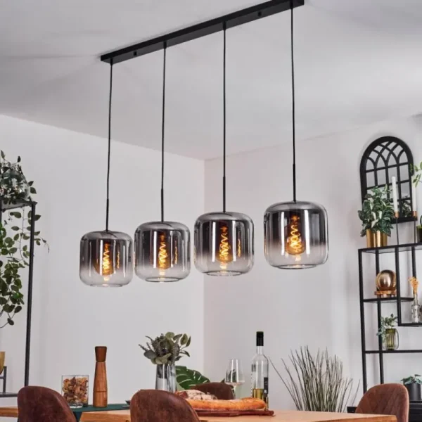 hofstein Lauden Suspension Clair, Fumé, 4 lumières* Lampes Modernes