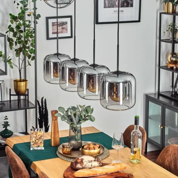 hofstein Lauden Suspension Clair, Fumé, 4 lumières* Lampes Modernes
