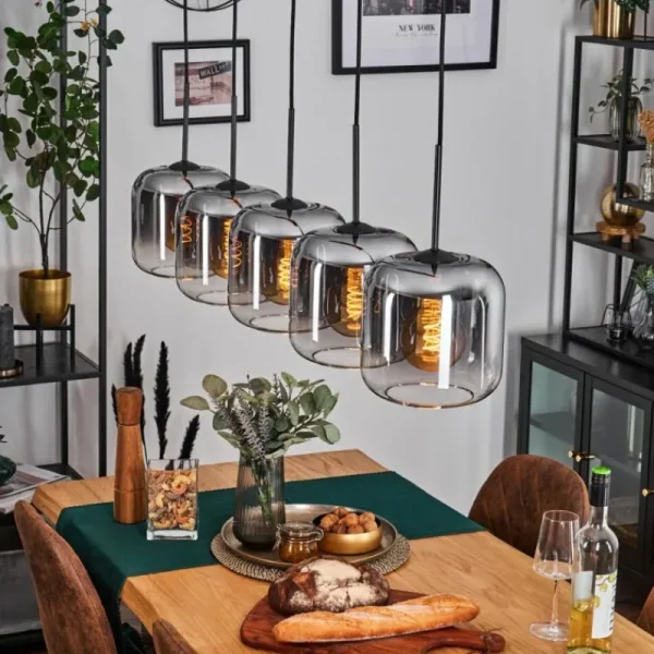 hofstein Lauden Suspension Noir, 5 lumières* Lampes Modernes