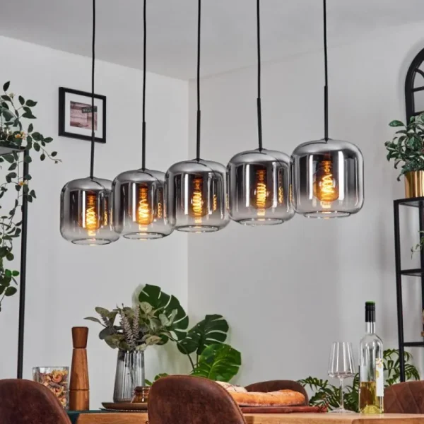 hofstein Lauden Suspension Noir, 5 lumières* Lampes Modernes