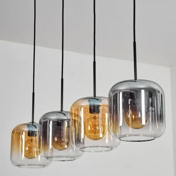 hofstein Lauden Suspension Noir, 4 lumières* Lampes Modernes