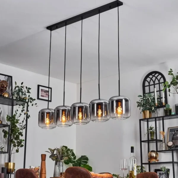 hofstein Lauden Suspension Noir, 5 lumières* Lampes Modernes