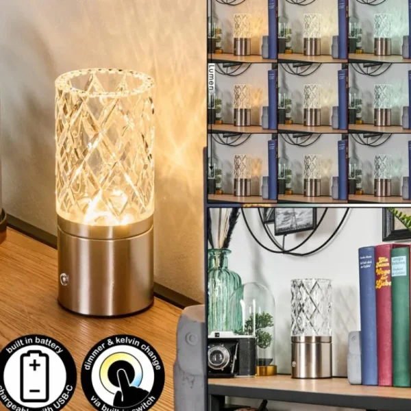 hofstein Lauter Lampe à poser LED Nickel mat, 1 lumière* Lampes Modernes